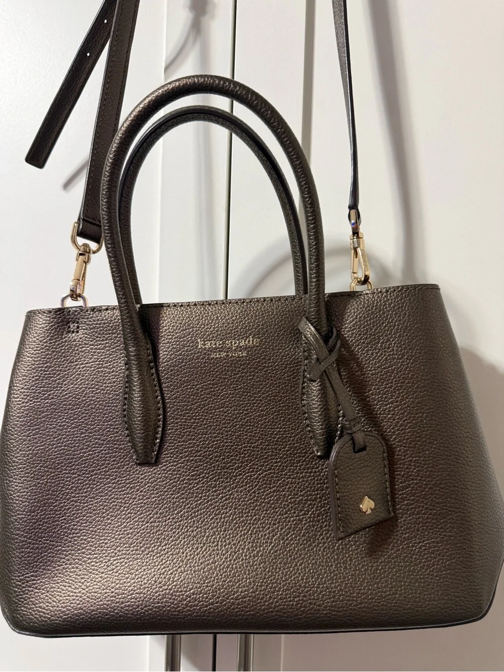 kate spade Metallic Brown Pebbled Leather Satchel